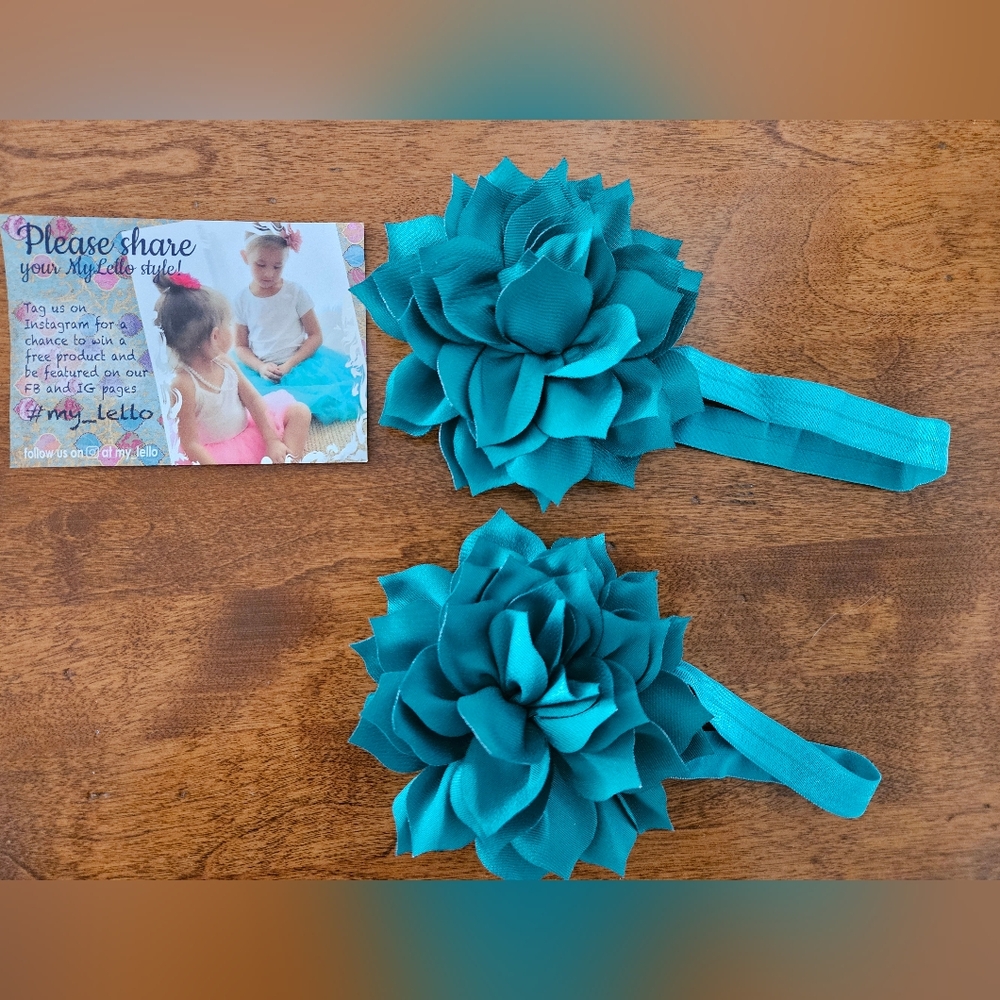 Child's Teal Flower Headbands